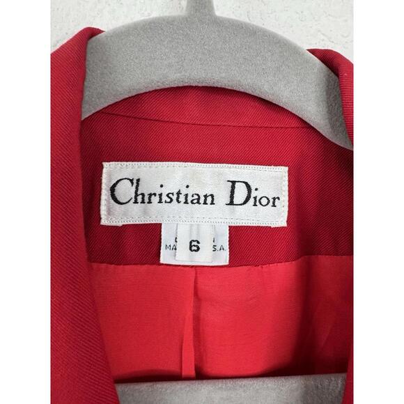 Christian Dior Red Blazer & Skirt Suit 100% Pure Wool Women’s Sz 6 Vtg Old Money - Picture 3 of 9